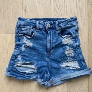 American Eagle Outfitters Blue Distressed Jean Shorts
